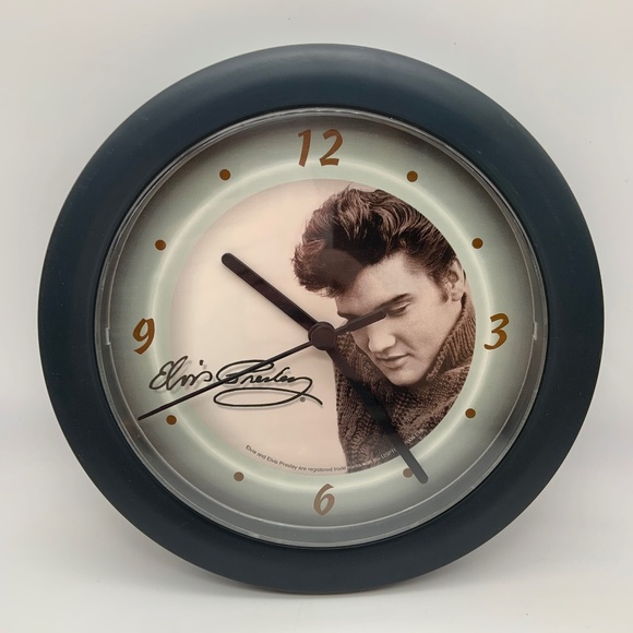 Vintage Vandor Elvis Presley Retro Black/White 8" Wall Clock Open Box NEW! - Picture 1 of 16